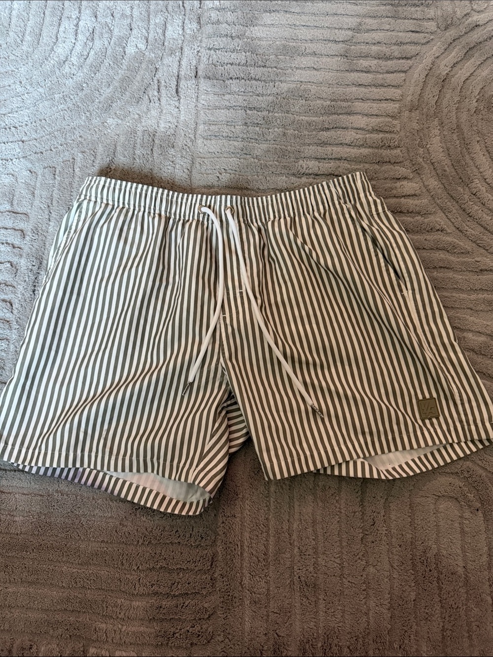 Men’s Young LA Olive and White Striped bathing suit